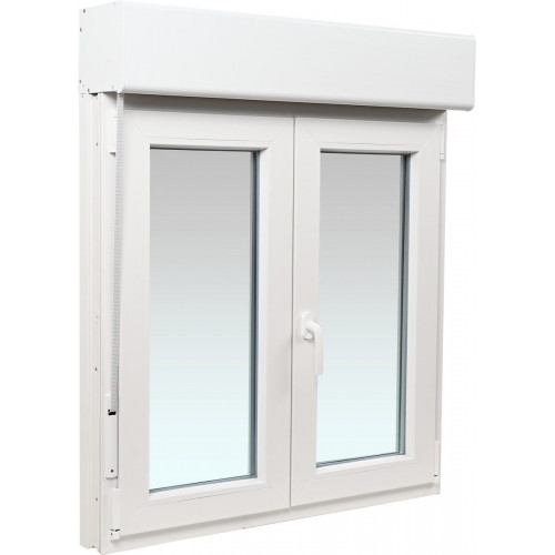 Ventana PVC 100x119cm oscilobatiente blanca Isoxa doble acristalamiento transparente 4/16/4 bajo emisivo con persiana