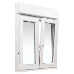 Ventana PVC 100x139cm oscilobatiente blanca Isoxa doble acristalamiento transparente 4/16/4 bajo emisivo con persiana