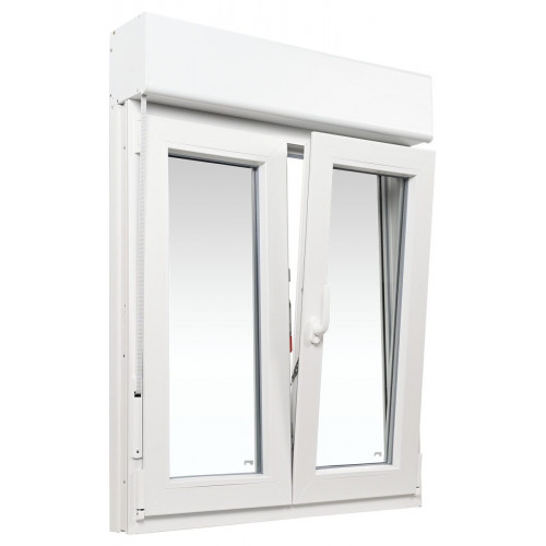 Ventana PVC 100x139cm oscilobatiente blanca Isoxa doble acristalamiento transparente 4/16/4 bajo emisivo con persiana