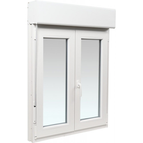 Ventana PVC 100x139cm oscilobatiente blanca Isoxa doble acristalamiento transparente 4/16/4 bajo emisivo con persiana