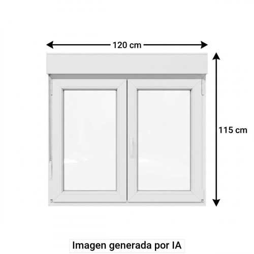 Ventana PVC 120x115cm oscilobatiente blanca doble acristalamiento transparente 4/16/4 bajo emisivo con persiana