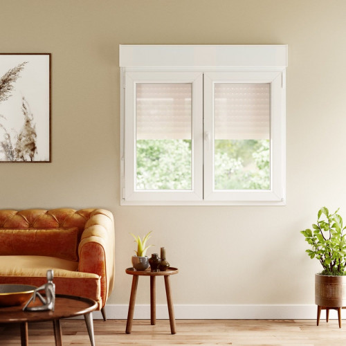 Ventana PVC 120x115cm oscilobatiente blanca doble acristalamiento transparente 4/16/4 bajo emisivo con persiana