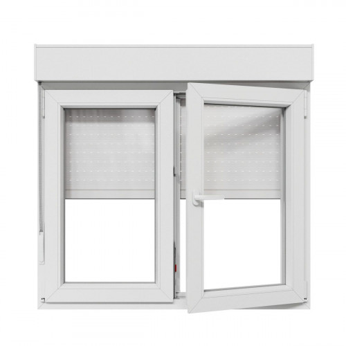 Ventana PVC 120x115cm oscilobatiente blanca doble acristalamiento transparente 4/16/4 bajo emisivo con persiana