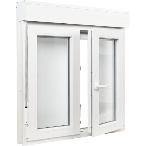 Ventana PVC 120x115cm oscilobatiente blanca doble acristalamiento transparente 4/16/4 bajo emisivo con persiana