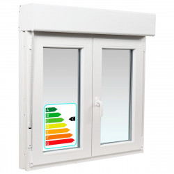 Ventana PVC 120x115cm oscilobatiente blanca Isoxa doble acristalamiento transparente 4/16/4 bajo emisivo con persiana