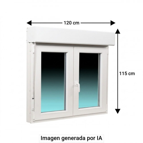 Ventana PVC 120x115cm oscilobatiente blanca Isoxa doble acristalamiento transparente 4/16/4 bajo emisivo con persiana