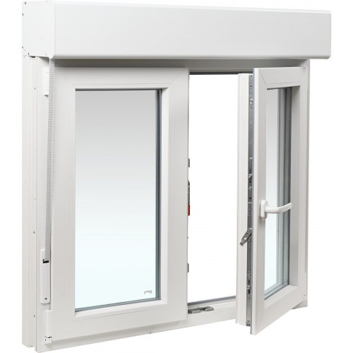 Ventana PVC 120x115cm oscilobatiente blanca Isoxa doble acristalamiento transparente 4/16/4 bajo emisivo con persiana