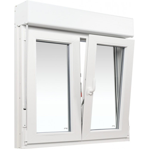 Ventana PVC 120x115cm oscilobatiente blanca Isoxa doble acristalamiento transparente 4/16/4 bajo emisivo con persiana
