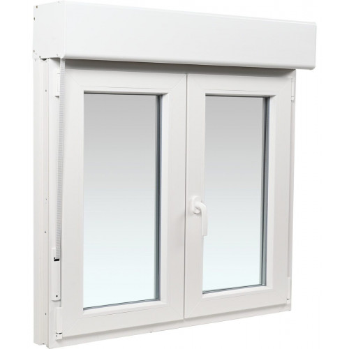 Ventana PVC 120x115cm oscilobatiente blanca Isoxa doble acristalamiento transparente 4/16/4 bajo emisivo con persiana