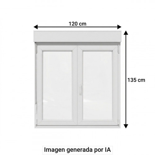 Ventana PVC 120x135cm oscilobatiente blanca doble acristalamiento transparente 4/16/4 bajo emisivo con persiana