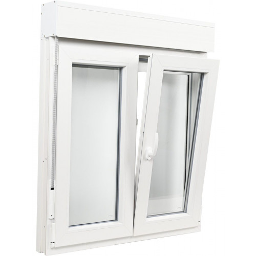 Ventana PVC 120x135cm oscilobatiente blanca doble acristalamiento transparente 4/16/4 bajo emisivo con persiana