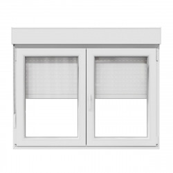 Ventana PVC 140x115cm oscilobatiente blanca doble acristalamiento transparente 4/16/4 bajo emisivo con persiana
