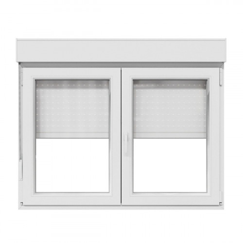 Ventana PVC 140x115cm oscilobatiente blanca doble acristalamiento transparente 4/16/4 bajo emisivo con persiana