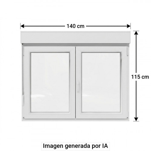 Ventana PVC 140x115cm oscilobatiente blanca doble acristalamiento transparente 4/16/4 bajo emisivo con persiana