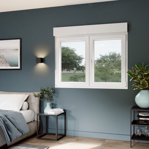 Ventana PVC 140x115cm oscilobatiente blanca doble acristalamiento transparente 4/16/4 bajo emisivo con persiana