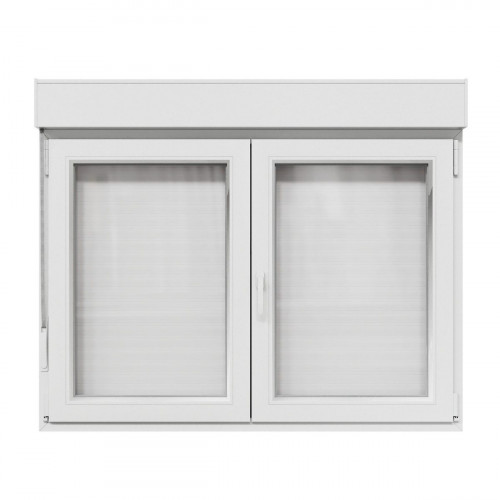 Ventana PVC 140x115cm oscilobatiente blanca doble acristalamiento transparente 4/16/4 bajo emisivo con persiana