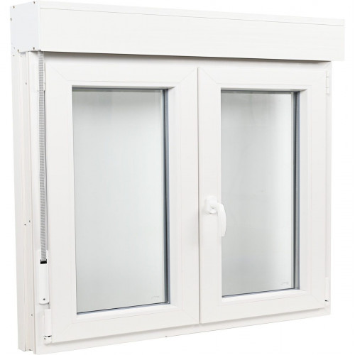 Ventana PVC 140x115cm oscilobatiente blanca doble acristalamiento transparente 4/16/4 bajo emisivo con persiana