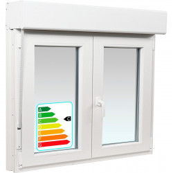 Ventana PVC 140x119cm oscilobatiente blanca Isoxa doble acristalamiento transparente 4/16/4 bajo emisivo con persiana