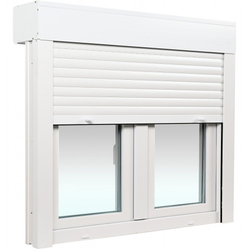 Ventana PVC 140x119cm oscilobatiente blanca Isoxa doble acristalamiento transparente 4/16/4 bajo emisivo con persiana