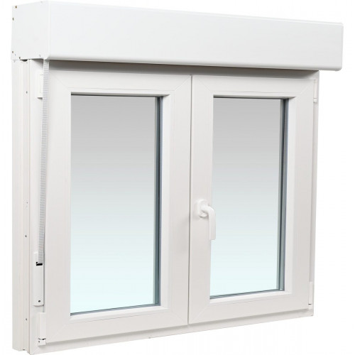 Ventana PVC 140x119cm oscilobatiente blanca Isoxa doble acristalamiento transparente 4/16/4 bajo emisivo con persiana