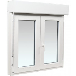 Ventana PVC 140x139cm oscilobatiente blanca Isoxa doble acristalamiento transparente 4/16/4 bajo emisivo con persiana