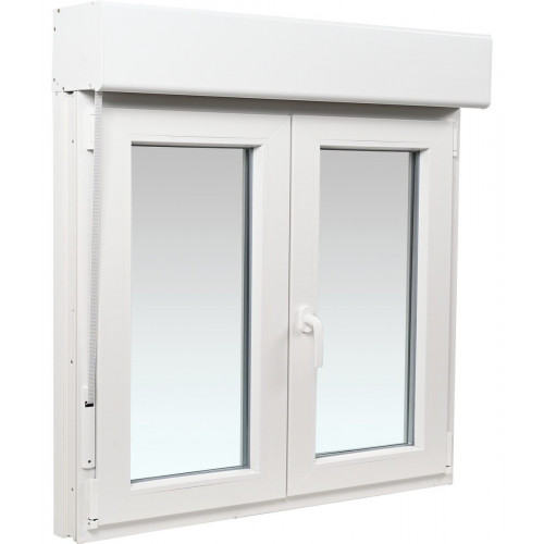 Ventana PVC 140x139cm oscilobatiente blanca Isoxa doble acristalamiento transparente 4/16/4 bajo emisivo con persiana