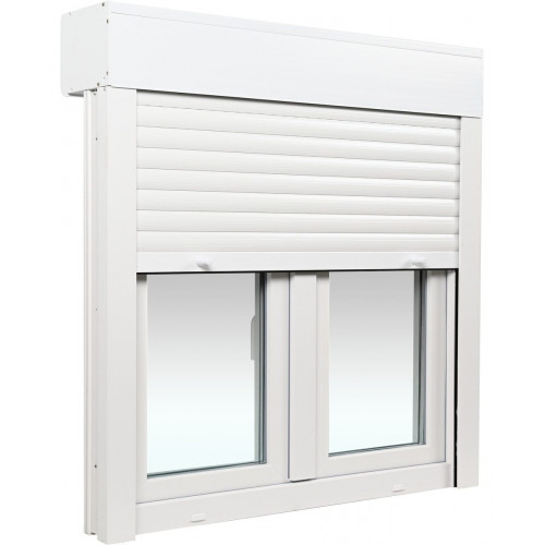 Ventana PVC 140x139cm oscilobatiente blanca Isoxa doble acristalamiento transparente 4/16/4 bajo emisivo con persiana