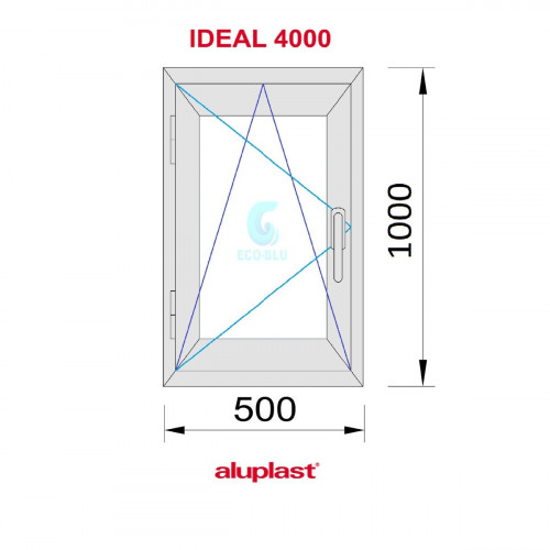Ventana PVC 500x1000 Blanca Oscilobatiente Izquierda Vidrio Mate