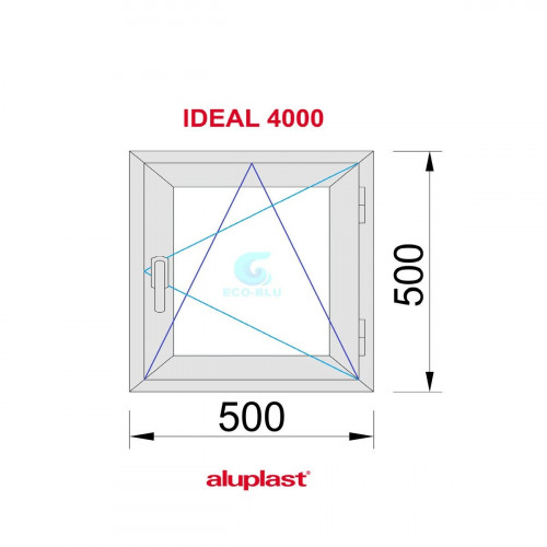 Ventana PVC 500x500 Blanca Oscilobatiente Derecha Vidrio Mate