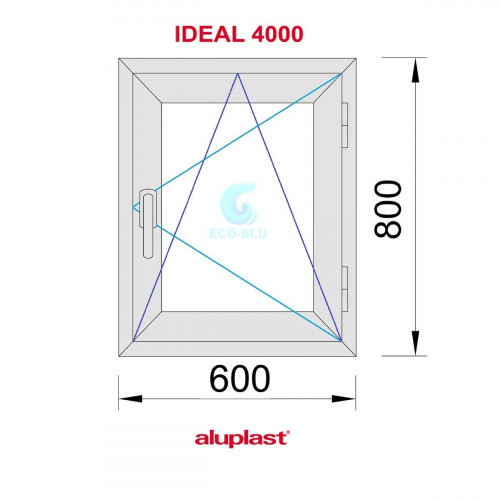 Ventana PVC 600x800 Blanca Oscilobatiente Derecha Vidrio Mate
