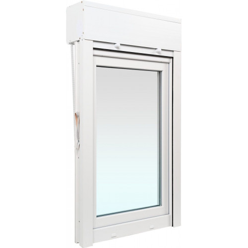 Ventana PVC 75x139cm oscilobatiente izquierda blanca Isoxa doble acristalamiento transparente 4/16/4 bajo emisivo con persiana