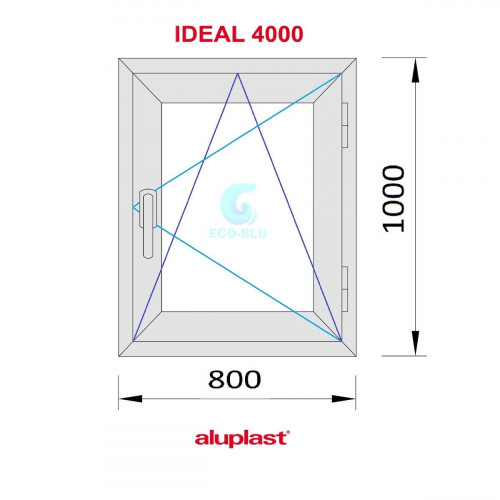 Ventana PVC 800x1000 Blanca Oscilobatiente Derecha Vidrio Transparente