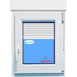 Ventana PVC 800x1155 Blanca Oscilobatiente Derecha con Persiana Vidrio Transparente