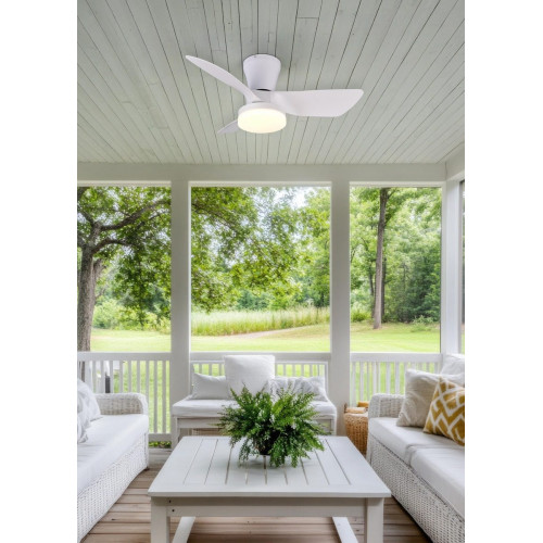 Ventilador de techo con fuente de luz motor DC Randers blanco 76 cm