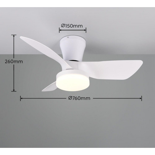 Ventilador de techo con fuente de luz motor DC Randers blanco 76 cm