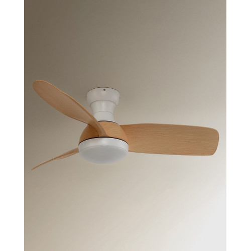 Ventilador de techo con luz LED y motor DC Blanco Fornells EuroVolter Natural