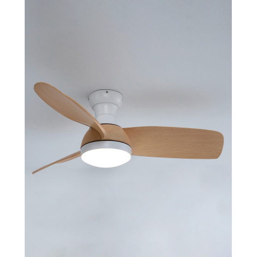 Ventilador de techo con luz LED y motor DC Blanco Fornells EuroVolter Natural