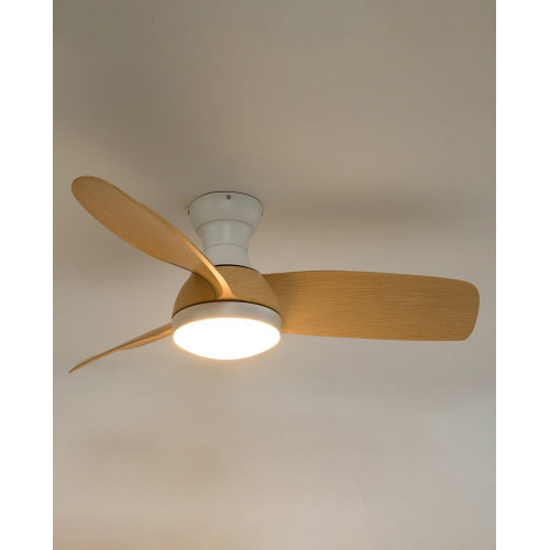 Ventilador de techo con luz LED y motor DC Blanco Fornells EuroVolter Natural