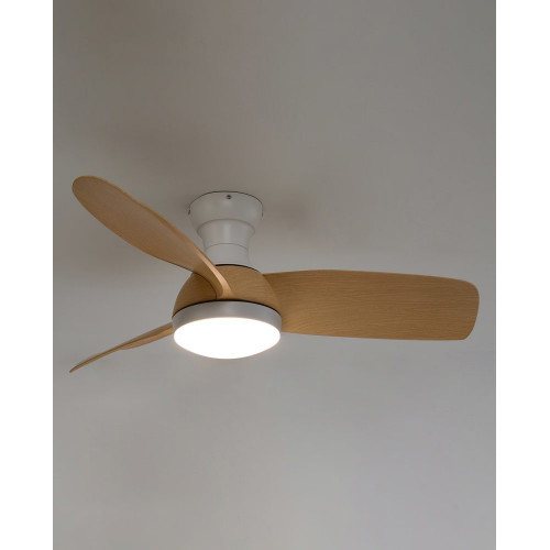 Ventilador de techo con luz LED y motor DC Blanco Fornells EuroVolter Natural