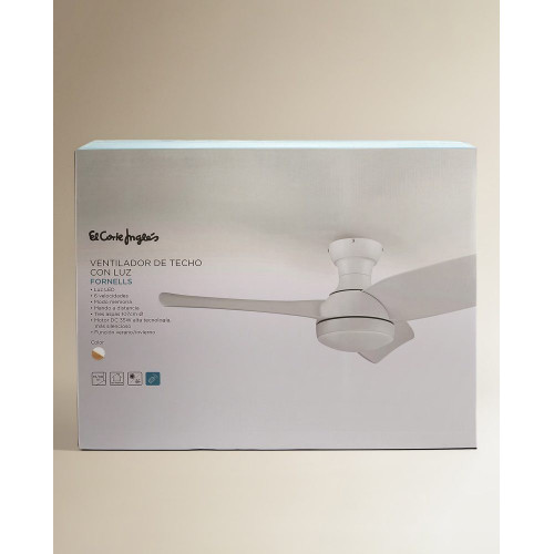 Ventilador de techo con luz LED y motor DC Blanco Fornells EuroVolter Natural
