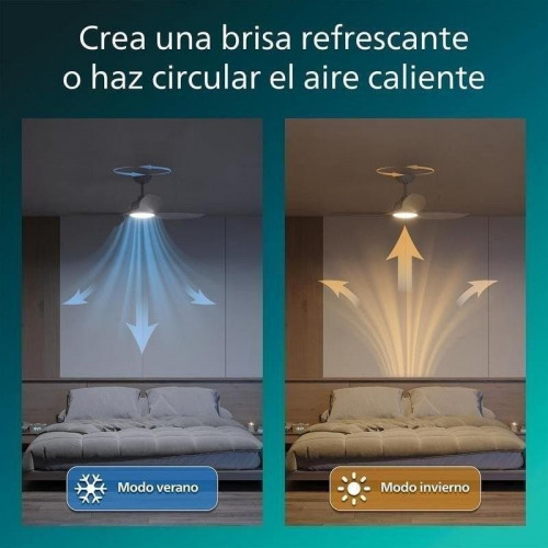 Ventilador de Techo con Luz Philips Olas 35W 132cm 6 Velocidades Motor DC Silencioso Mando Función Invierno