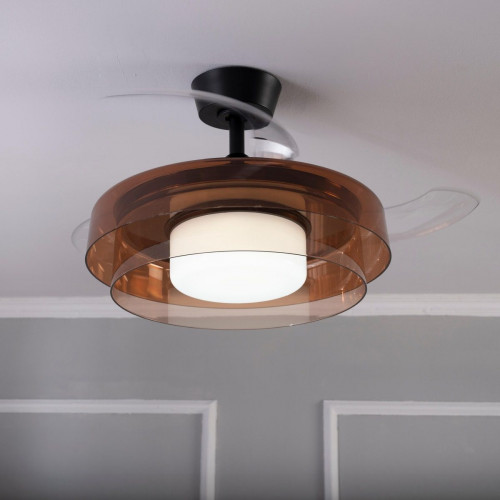 Ventilador de techo con luz silencioso DC 19W con mando ø90 cm Many INSPIRE cobre luz CCT 3 aspas retráctiles tipo lámpara| 6 velocidades| modo verano/invierno| temporizador| brisa| recomendado para <13m²