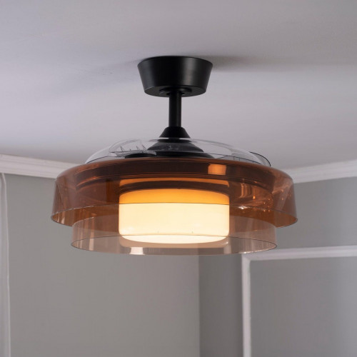 Ventilador de techo con luz silencioso DC 19W con mando ø90 cm Many INSPIRE cobre luz CCT 3 aspas retráctiles tipo lámpara| 6 velocidades| modo verano/invierno| temporizador| brisa| recomendado para <13m²
