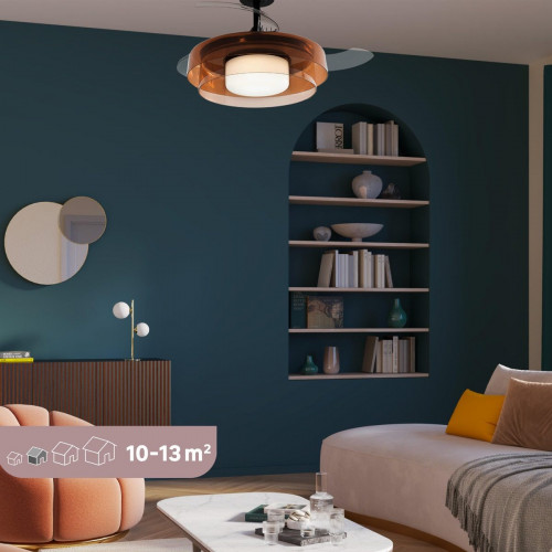 Ventilador de techo con luz silencioso DC 19W con mando ø90 cm Many INSPIRE cobre luz CCT 3 aspas retráctiles tipo lámpara| 6 velocidades| modo verano/invierno| temporizador| brisa| recomendado para <13m²