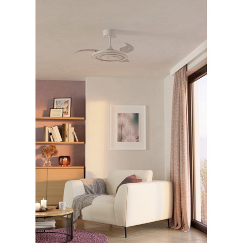 Ventilador de techo con luz silencioso DC 21W con mando ø77 cm Riomaggiore EGLO blanco luz CCT 3 aspas retráctiles tipo lámpara| 6 velocidades| temporizador| recomendado para <13m²