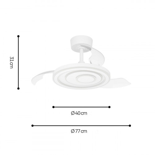Ventilador de techo con luz silencioso DC 21W con mando ø77 cm Riomaggiore EGLO blanco luz CCT 3 aspas retráctiles tipo lámpara| 6 velocidades| temporizador| recomendado para <13m²