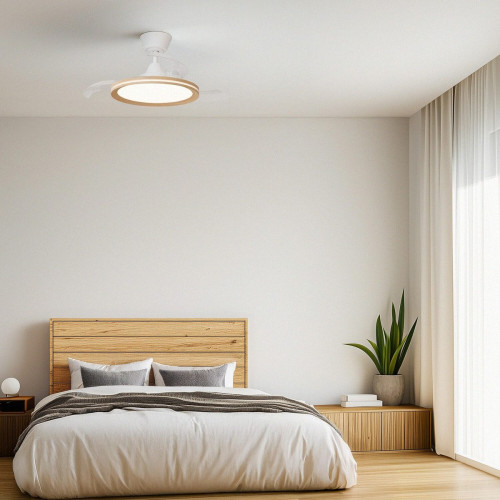 Ventilador de techo con luz silencioso DC 22W con mando ø89 cm Astro SULION blanco luz CCT 3 aspas retráctiles tipo lámpara| 6 velocidades| modo verano/invierno| recomendado para <13m²
