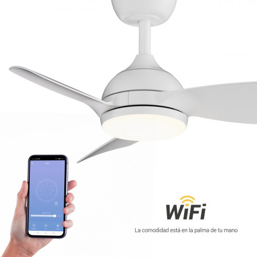 Ventilador de techo con luz silencioso DC 25W con mando ø75 cm Sunset Wifi SULION blanco luz CCT 3 aspas| 6 velocidades| modo verano/invierno| recomendado para <13m²