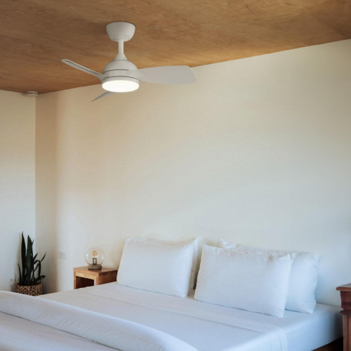 Ventilador de techo con luz silencioso DC 25W con mando ø75 cm Sunset Wifi SULION blanco luz CCT 3 aspas| 6 velocidades| modo verano/invierno| recomendado para <13m²