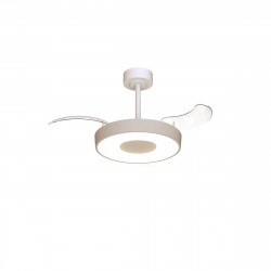 Ventilador de techo con luz silencioso DC 25W con mando ø91 cm Coin Fan Mini Smart MANTRA blanco y beige luz CCT 3 aspas retráctiles tipo lámpara| 8 velocidades| modo verano/invierno| brisa| recomendado para <13m²